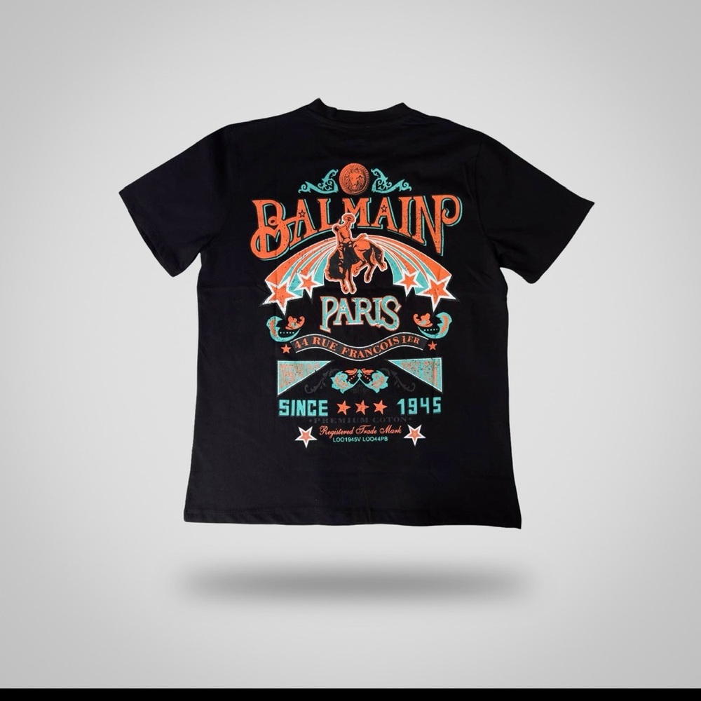 Balmain Men’s Black and Orange Graphic Tee Available on all sizes - Picture 4 of 4
